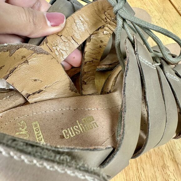 CLARKS Cushion Helio Mindin Lace Cork Taupe Wedge Sandal Womens Size 8 M Heels - Picture 7 of 10